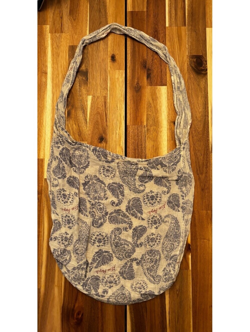 Free People Blue Cream Paisley Gauze Hobo Shoulder Tote Bag Boho (2128)